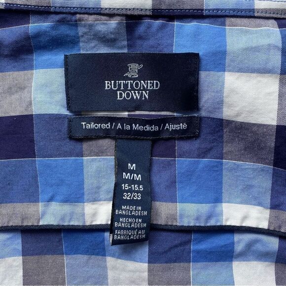 Buttoned Down Plaid Blue White Long Sleeve Button Down Supima Cotton Medium - Picture 6 of 6